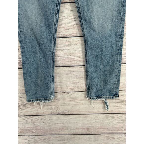 Agolde Riley High Rise Straight Crop Distressed Jeans Womens 23 Blue Light Wash - Picture 5 of 12